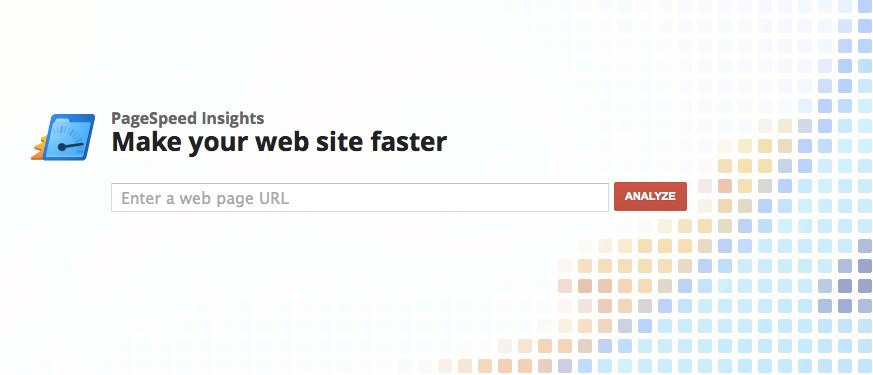 Screenshot of the PageSpeed Insights webpage with a search box for entering a URL and a button labeled 'ANALYZE'.