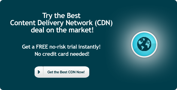 Advertisement promoting a free trial for a Content Delivery Network (CDN) without requiring a credit card.