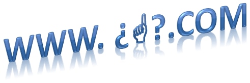 Text representation of 'www.¿.com' with a hand gesture and reflective effect.