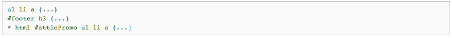 A code snippet showing a structure with unordered list (ul),custom HTML element,and associated CSS styling.