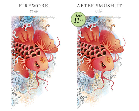 Comparison of two images showing a decorative fish design.