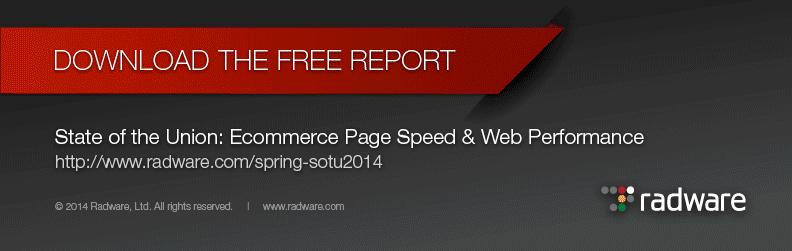 A banner promoting the download of a free report on ecommerce page speed and web performance.