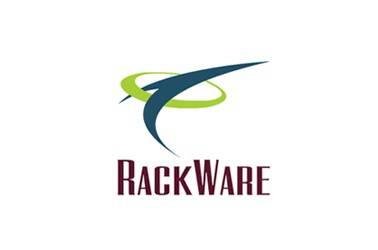 Logo of RackWare featuring stylized letters and a swoosh design.