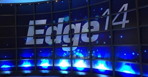 Background display showcasing 'Edge 14' with a blue illuminated design.