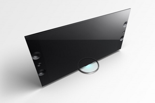 A sleek,modern concept design of a camera lens integrated into a black panel,featuring multiple lens openings.