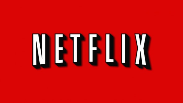 The Netflix logo on a red background.