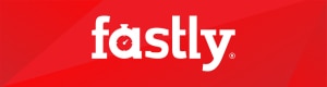 Logo of Fastly against a red background.