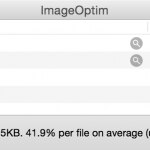 Screenshot of the ImageOptim application displaying file optimization statistics.