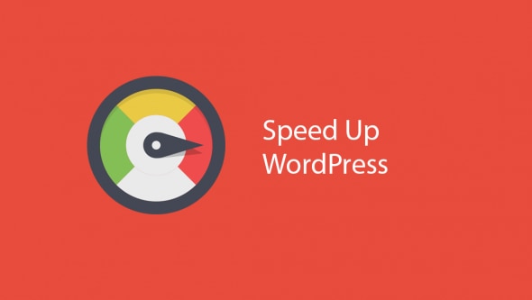 Graphic promoting the concept of speeding up WordPress performance.