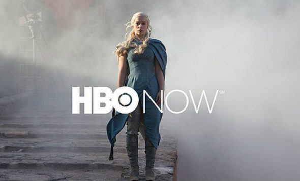 A character standing in a misty environment with the HBO Now logo prominently displayed.