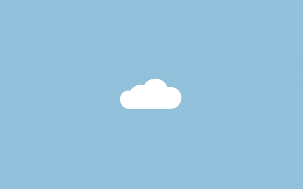 A minimalist illustration of a single white cloud against a light blue background.