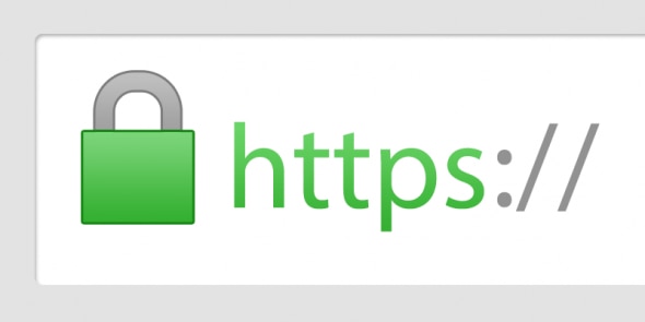 A green padlock icon next to the text 'https://' indicating a secure connection.