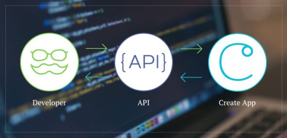 Diagram showing interaction between Developer, API, and Create App.