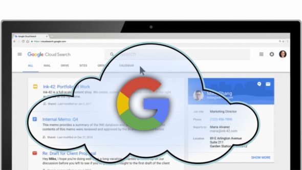 Screenshot of Google Cloud Search interface on a computer.