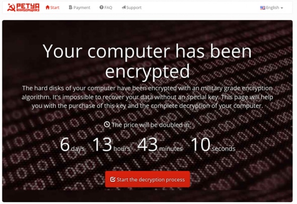 Alert about computer encryption and ransom payment countdown.