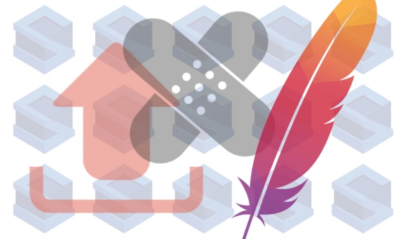 An abstract graphic featuring an upload icon,a band-aid,and a colorful feather against a patterned background.