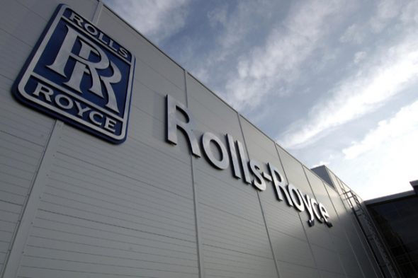 Exterior view of a building featuring the Rolls-Royce logo and name.