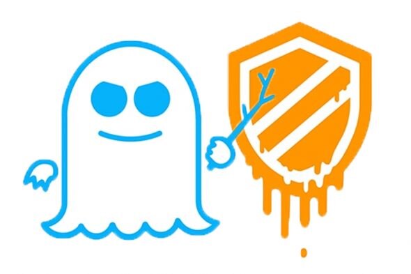 A cartoonish blue ghost character holding a stick next to an orange shield with a layered design.