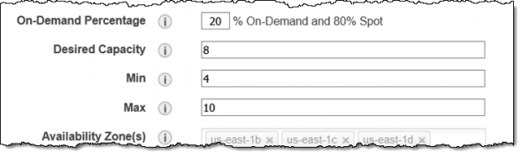 Settings for On-Demand and Spot instance capacity adjustments.