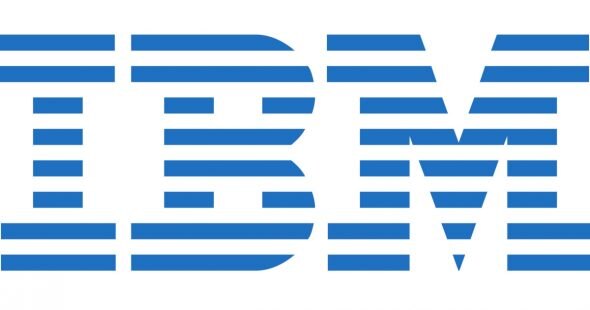 Blue striped logo of IBM.