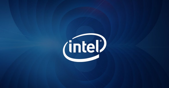 Logo of Intel Corporation on a blue background.