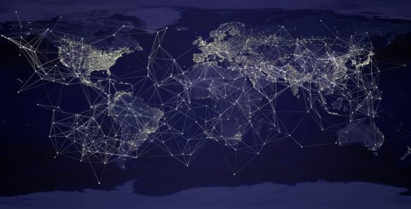 A visual representation of global connections and networks across the world.