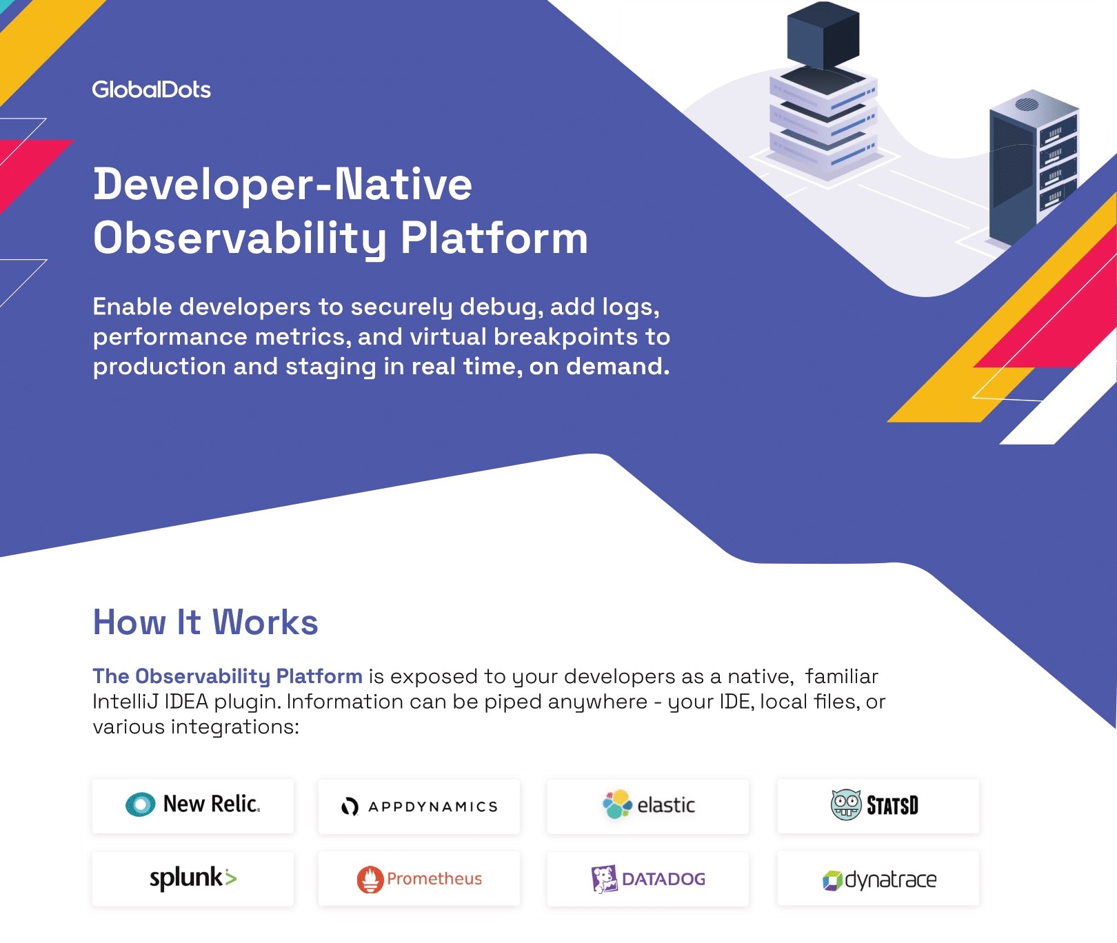 Promotional graphic for a developer-native observability platform.