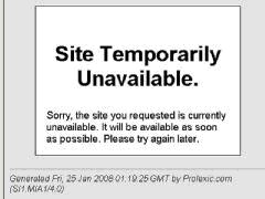 A message indicating that a website is temporarily unavailable