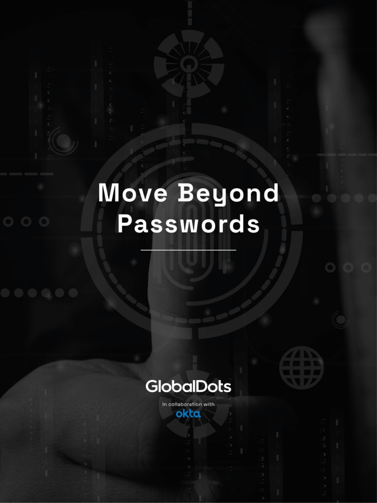 A digital security graphic emphasizing moving beyond traditional passwords.