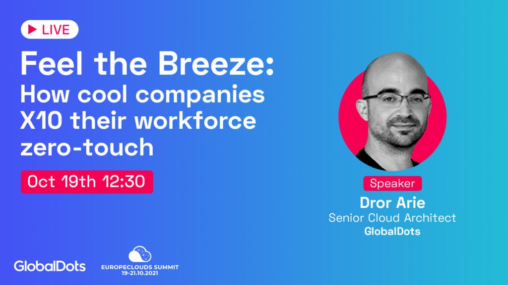 Promotional image for Dror Arie's session at Europe Cloud Summit 2021.