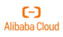 Logo of Alibaba Cloud featuring the brand name and an abstract design.