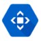 A blue hexagon icon with arrows pointing in different directions,indicating movement or navigation.