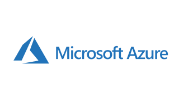 Microsoft Azure logo featuring a blue stylized triangle and the text 'Microsoft Azure' in a modern font.