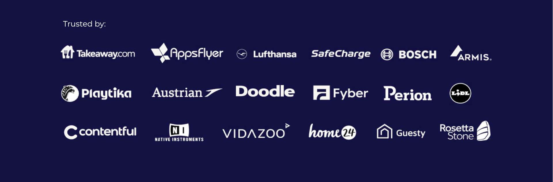 A graphic displaying various logos of companies that are trusted partners.