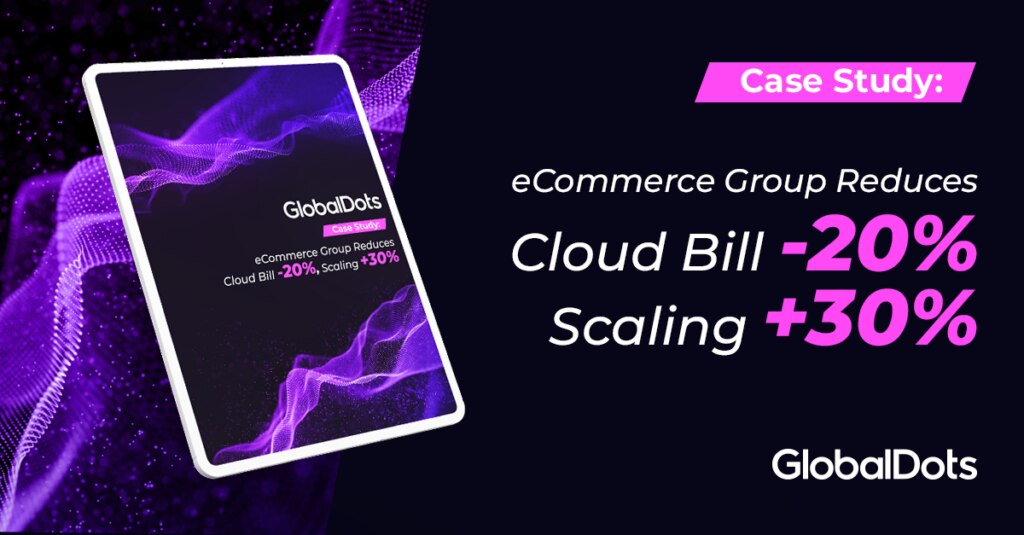 An advertisement featuring a case study on how an eCommerce group reduced their cloud bill by 20% and scaled by 30%