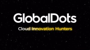 Logo of GlobalDots featuring the tagline 'Cloud Innovation Hunters' on a starry background.