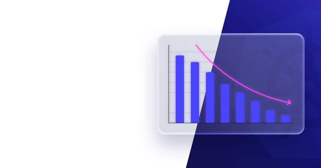 A visual representation of a bar chart showing a decline in values