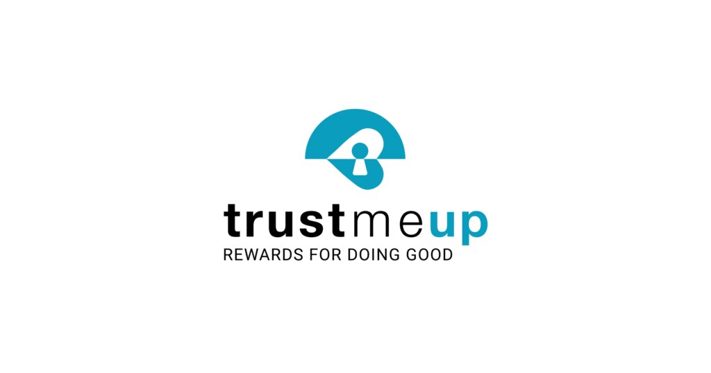 Logo of Trust Me Up featuring the brand name and a design element symbolizing rewards for good actions.