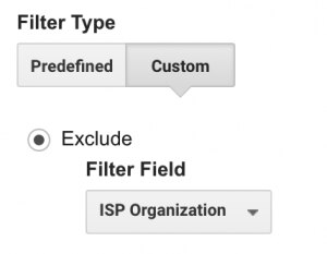 User interface section showing filter type options: 'Predefined' and 'Custom'