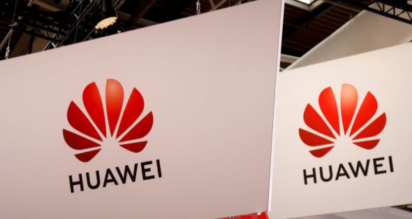 The Huawei logo displayed on banners.