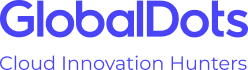 Logo of GlobalDots showcasing their tagline 'Cloud Innovation Hunters'.